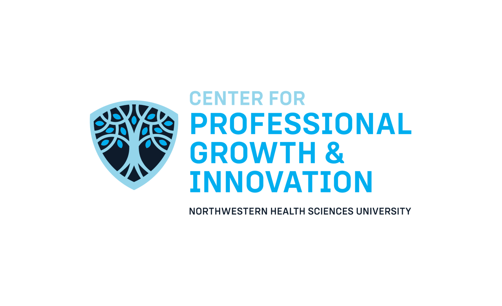 Logo for the Center for Professional Growth & Innovation, featuring a blue tree emblem and text for Northwestern Health Sciences University.
