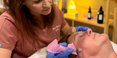 Dr. Heidi Kimmer, a practitioner at the Bloomington Clinic providing a micro-needling treatment