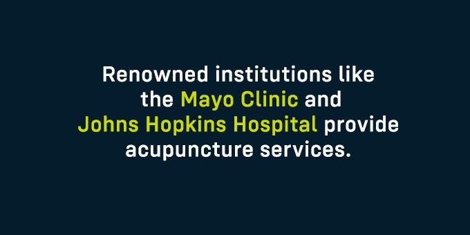 Some renowned institutions provide acupuncture services.