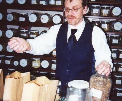 Northwestern Health Sciences University's College of Acupuncture and Oriental Medicine faculty member John Pirog in the Edith Davis Dispensary.