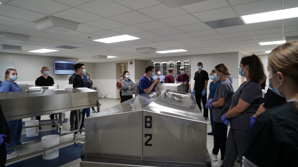 Dr. Muldoon teaching the very first class in the new space. 