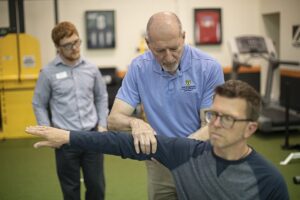 Dr. Klein working in the Human Performance Center