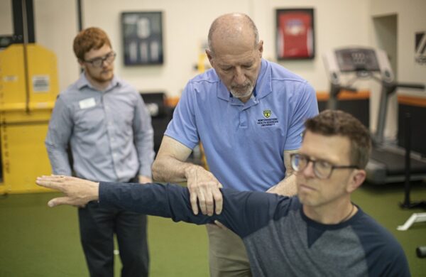 Dr. Klein working in the Human Performance Center