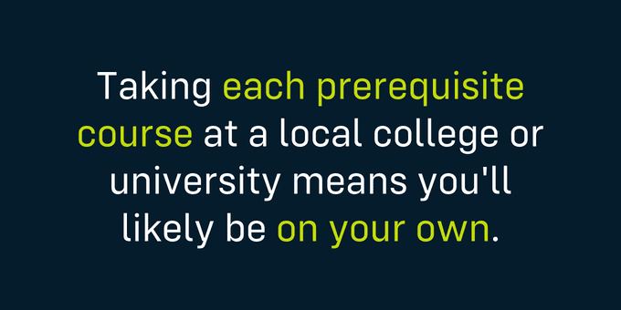 Taking prerequisite courses at local college may leave you on your own